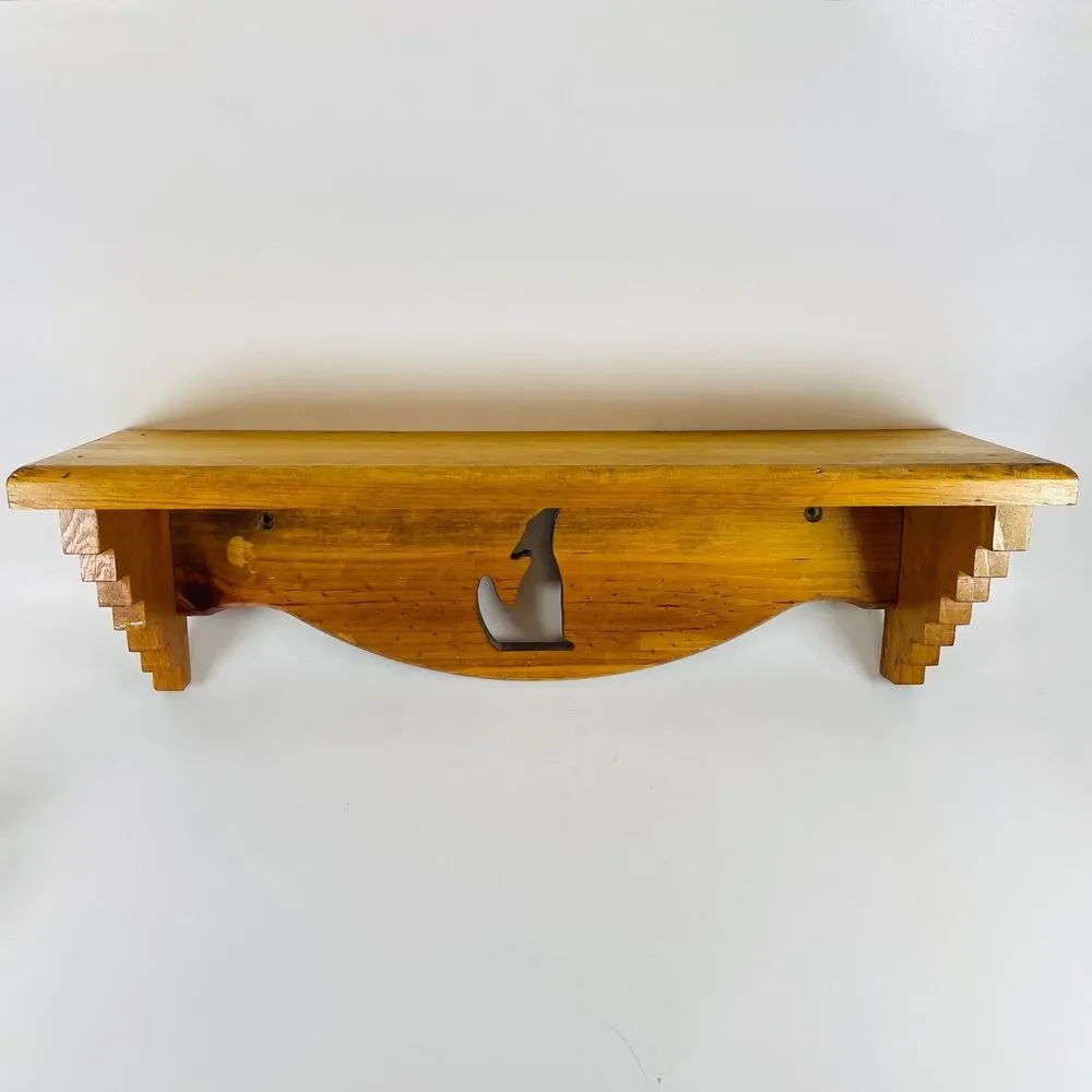 Vtg Wood Wall Shelf Coyote Cutout Country Farmhouse Cottagecore Southwest 18x5